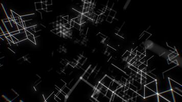 explodiert abstrakt Weiß Drahtmodell Würfel im Digital Tiefe. geloopt 3d Rendern video