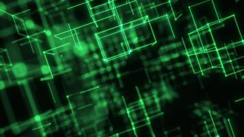 verde digitale wireframe griglia con morbido raggiante geometria. loop 3d interpretazione video
