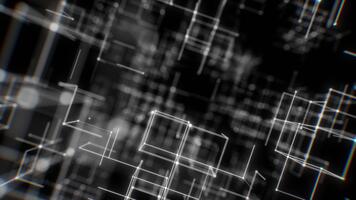 Sanft verschwommen Weiß Drahtmodell Gitter im abstrakt Digital Raum. geloopt 3d Rendern video