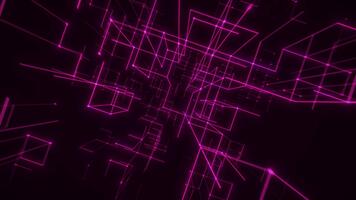 viola neon wireframe forme formatura in profondità geometrico corridoio. loop 3d interpretazione video
