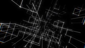 bianca lineare wireframe griglia formatura un' in profondità astratto tunnel. loop 3d interpretazione video