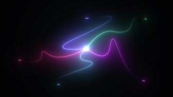 centrar de el láser fluir. suave movimiento de láser líneas curva, neón en el estilo de datos tecnología, conexión, estilo óptico fibra, tecnología digital 5g, datos, Internet. video