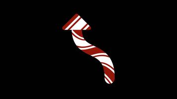 Weihnachten Süßigkeiten Stock Pfeil Animation mit transparent Hintergrund und Alpha Kanal. festlich gestreift Bewegung Grafik Element zum Schnittstelle Design, Navigation, ui Zeiger, Urlaub Dekorationen video