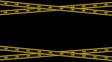 animerad korsade sluta varning band formning topp och botten gränser på transparent bakgrund. looping varning barriär ram för begränsad område fara varningar, polis brottslighet scener, säkerhet aviseringar video