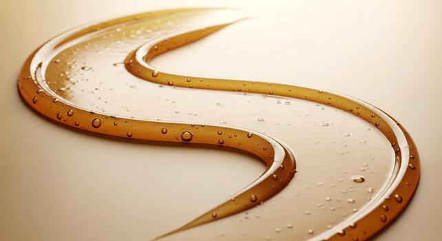 Flowing Honey with Droplets on Smooth Surface in Warm Lighting photo