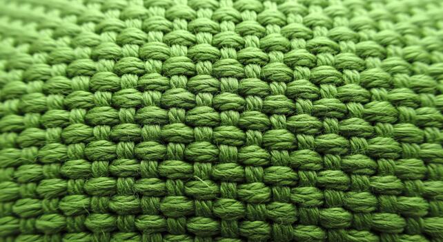Close-up of Green Textured Fabric with Intricate Weave Pattern photo