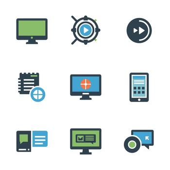 Digital Media and Interface Flat Icons Set vector