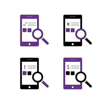 mobile application checklist and financial audit on smartphone vector