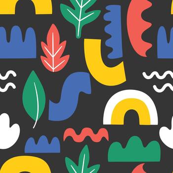 resumen sin costura modelo con vistoso naturaleza y geométrico garabatear formas vector