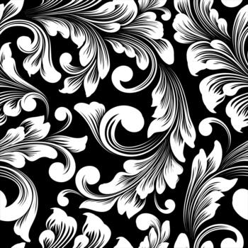 damask pattern element classical luxury on black and white colour vector