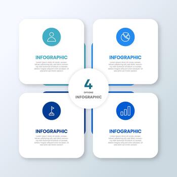 Infographic design of square shape elements with business icons vector