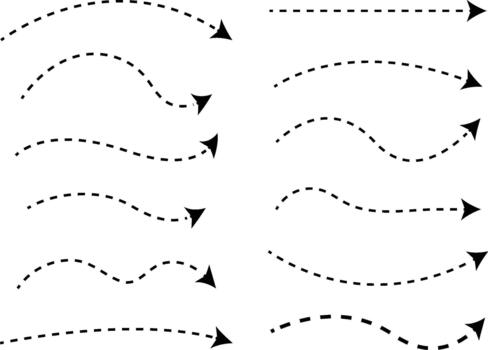 Collection of Curved and Wavy Dashed Arrow Paths vector