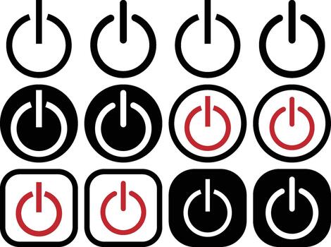 Set of Power Button and On Off Icons vector