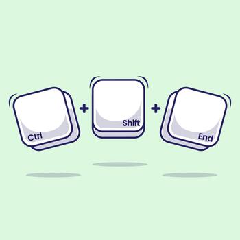 Cute Keyboard combination shortcut Ctrl Shift plus End icon, button, symbol suitable used for fast typing technology on modern era vector