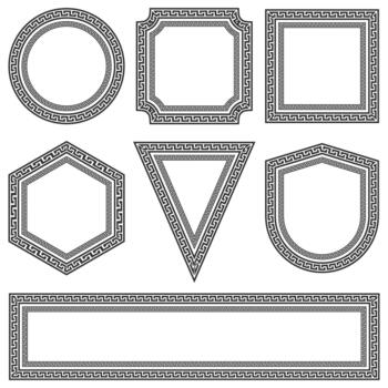 Elegant shield of chain pattern frame with metallic links forming a stylish decorative border, perfect for labels, posters, packaging, and modern design projects. vector