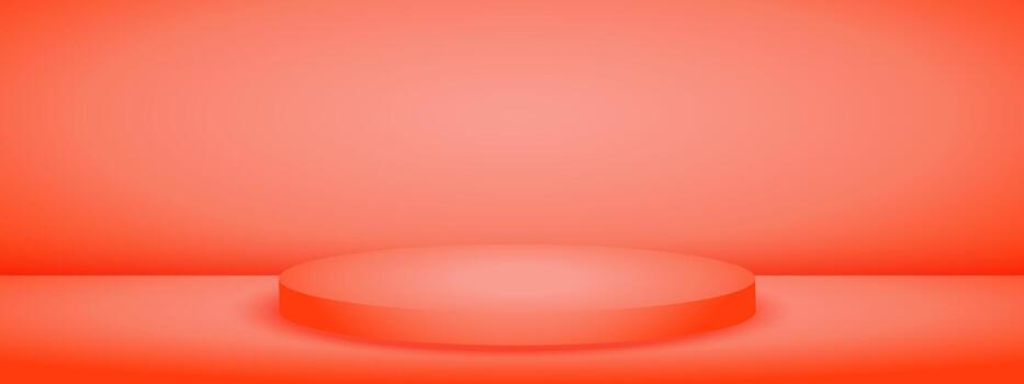 Limbo orange background with podium pedestal. Abstract studio gradient bg. Modern banner with empty space for advertising text. illustration. vector
