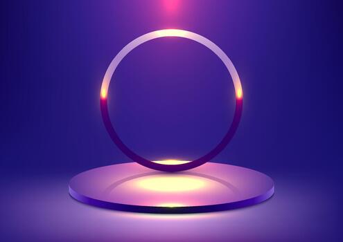 3D illuminated circular display vector