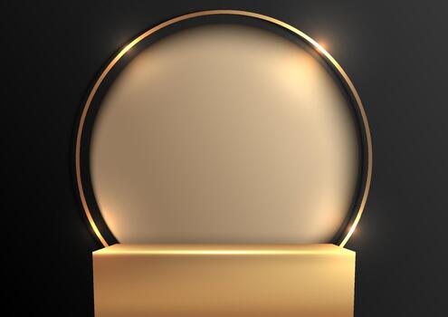 Golden display stand with circular design vector