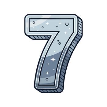 ilustración de el número '7' con metálico material textura. vector