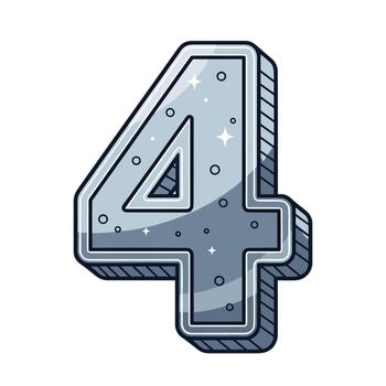 ilustración de el número '4' con metálico material textura. vector