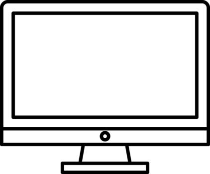 Desktop Computer Monitor Icon Outline Simple Black and White vector