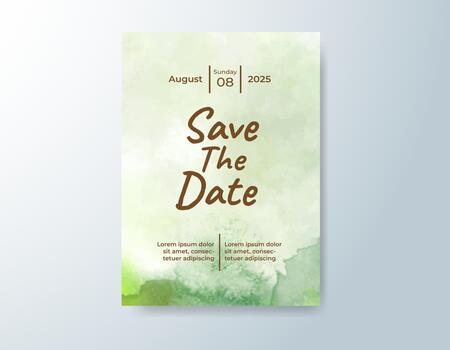 Gradient-style watercolor wedding invitation with soft transitions. vector