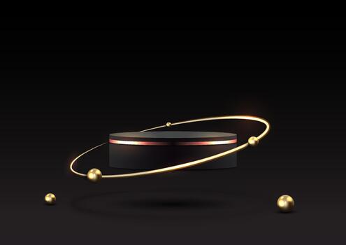 3D design with black platform and orbs vector