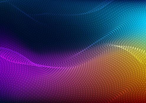 resumen tecnología furturista diseño puntos fluir partículas dinámica ola en neón colores antecedentes vector