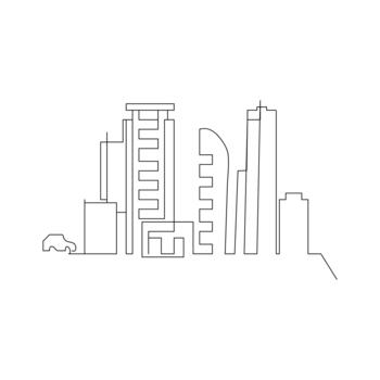 continuo línea urbano edificio ilustración con limpiar y mínimo diseño vector