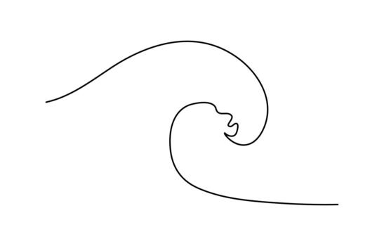 Minimal sea wave outlined in a continuous line style suitable for modern ocean themed artwork vector