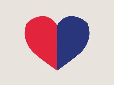 Split Color Heart Symbol on Light Background vector