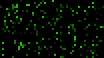 animerad abstrakt grön digital pixel tekniskt fel matris bakgrund. lysande fyrkant pixlar. video