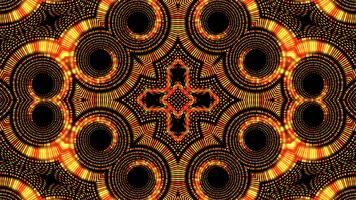 strålnings abstrakt mandala med invecklad cirkulär fraktaler och symmetrisk gyllene geometrisk mönster video