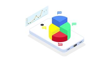 mobil data analys och rapportering eller smartphone företag instrumentbräda video
