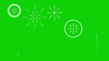 2d fuegos artificiales movimiento gráfico en un verde fondo, presentando dinámica explotando efectos para efectos visuales, movimiento gráficos video