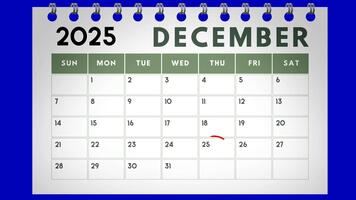 animerad cirklar highlighting jul dag på en kalender, markant med en röd tuschpenna till betona de festlig tillfälle. video