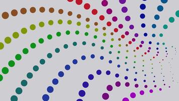 abstrakt färgrik prickar flytande på vit bakgrund, dynamisk rörelse design video