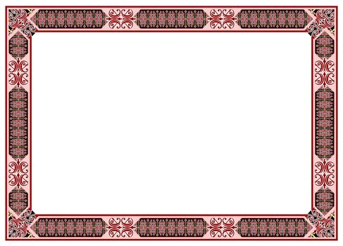 a red and black frame with an ornate pattern vector