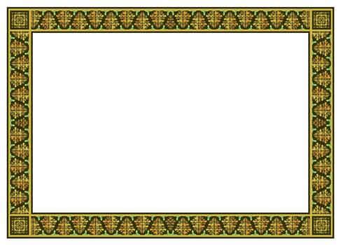 an ornate frame with a green borders vector