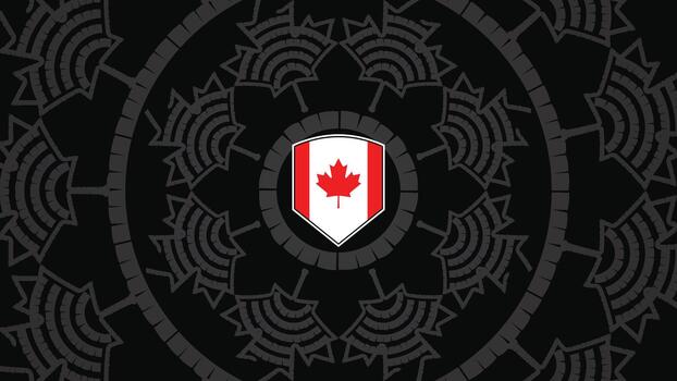 Minimalist Canada Emblem Decorative Pattern Background with Black Geometric Shapes and Red White Color for Banner and World Cup 2026 Themed Design vector