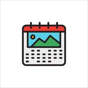 Calendar Icon with Mountain View Schedule and Planning, time management vector