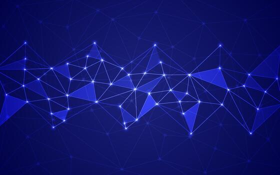 resumen azul poligonal red bandera fondo, futurista datos conexión y tecnología malla, horizontal bajo escuela politécnica gráfico diseño vector