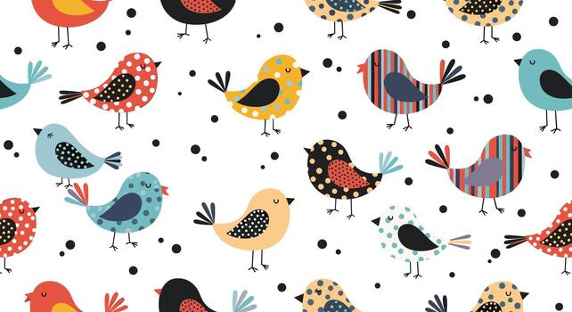 A pattern with colorful birds on it vector