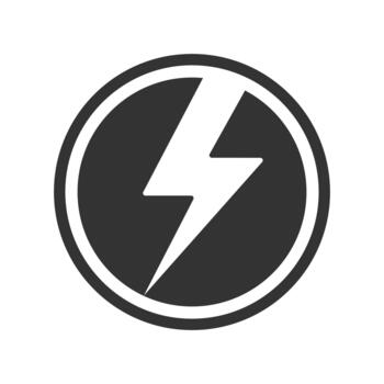 Lightning or electricity icon in circle shape isolated. vector