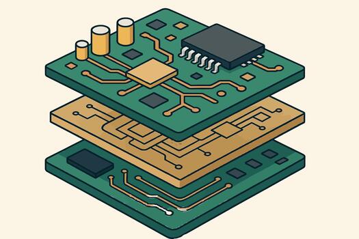 Cutaway Exploded Mechanical Parts Layout with Clean Layered Components vector
