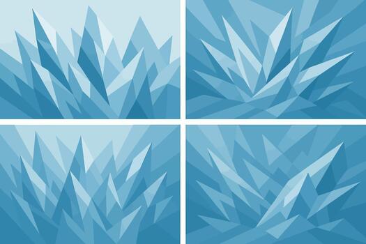 four different abstract blue ice cubes vector