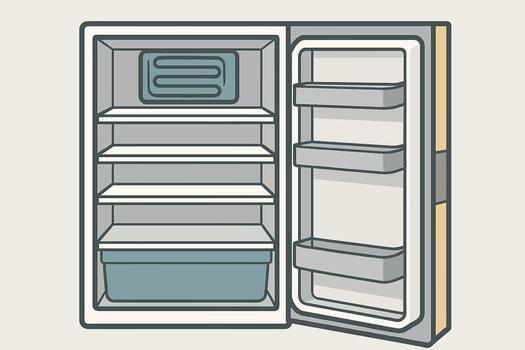 an open refrigerator with a door open vector