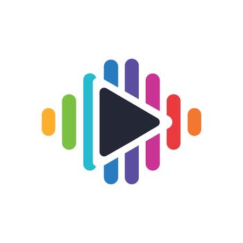 vibrante espectro audio jugar símbolo con dinámica igualada barras representando moderno sonido olas y musical energía vector