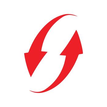 rojo flechas circular camino direccional fluir y iteración en movimiento vector