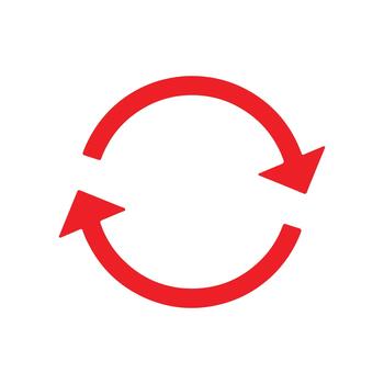 Red Circular Arrow Icon Symbolizing Refresh, Reload, Update, Rotation, and Cycle on White Background vector